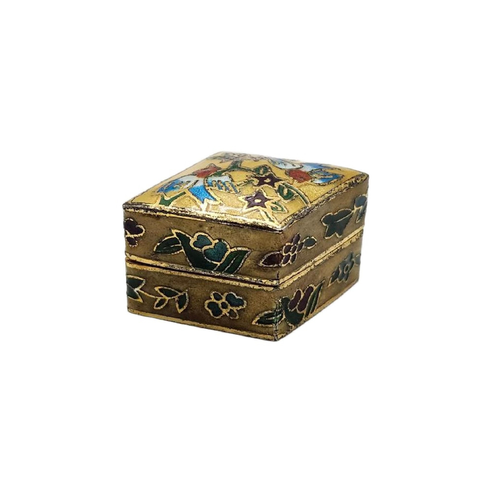 Vintage Chinese Cloisonné Enameled Metal Birds Mini Tooth Fairy Box 1.5" - Picture 3 of 10